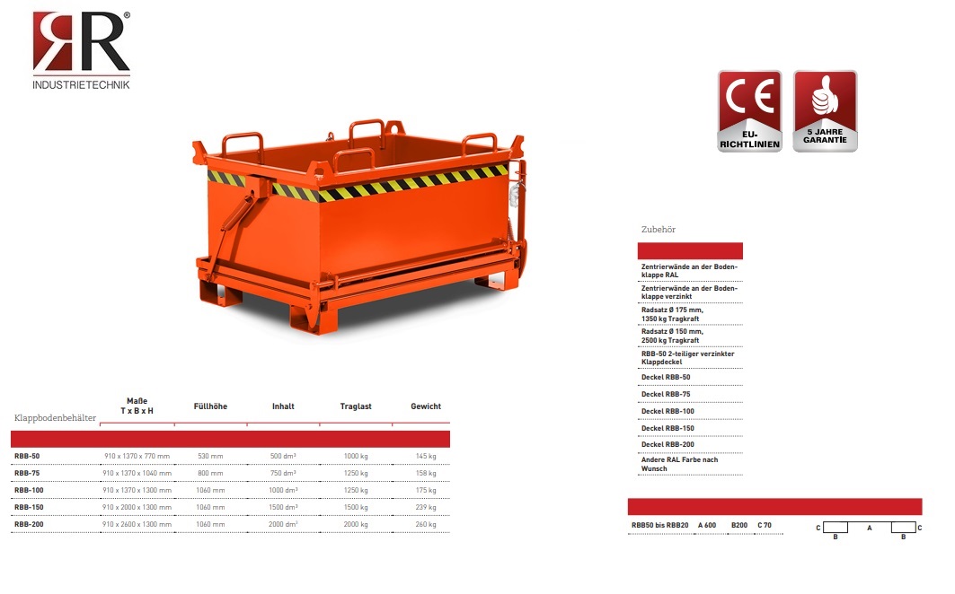 Bodemklepcontainer RBB-50 RAL 2004