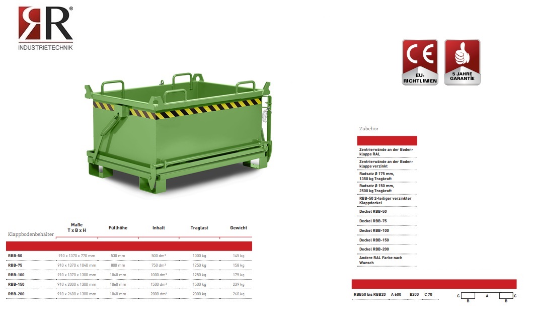 Bodemklepcontainer RBB-50 RAL 6011