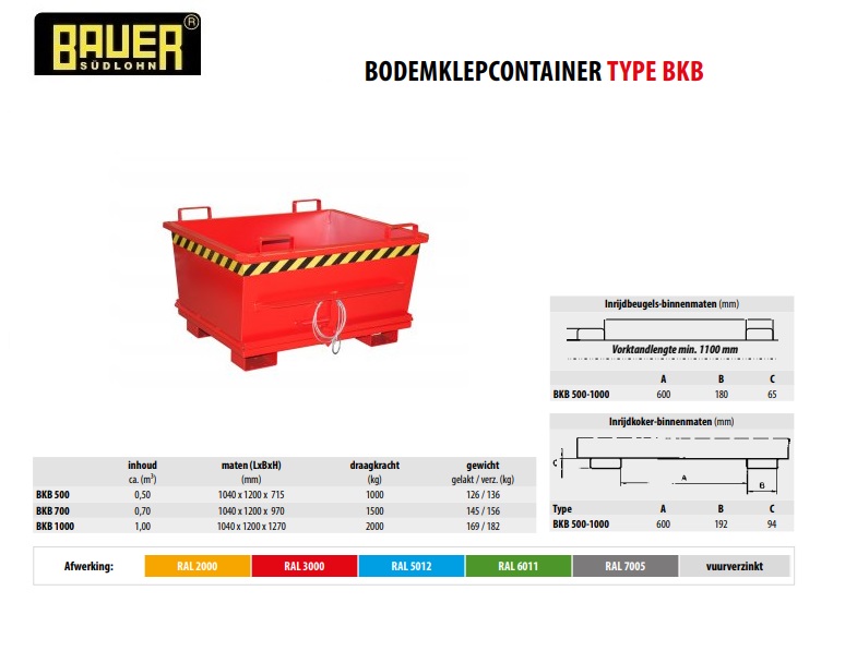 Bodemklepcontainer BKB 500 RAL 3000