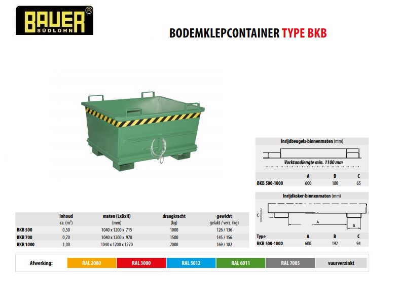 Bodemklepcontainer BKB 500 RAL 6011