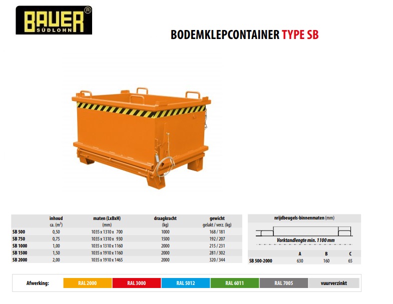 Bodemklepcontainer SB 2000 RAL 3000 | DKMTools - DKM Tools