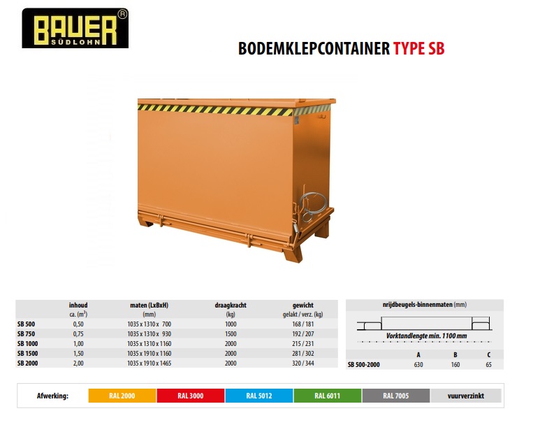 Bodemklepcontainer SB 2000 RAL 2000