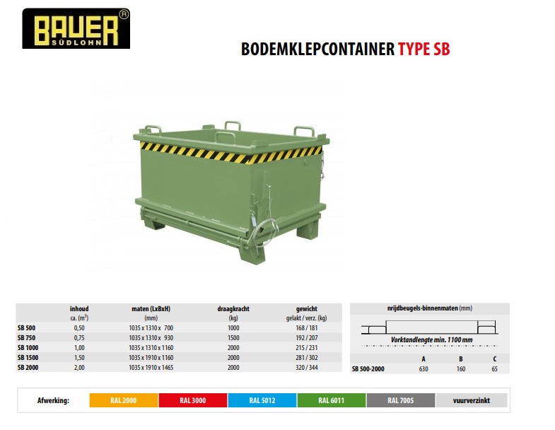 Bodemklepcontainer SB 500 RAL 6011
