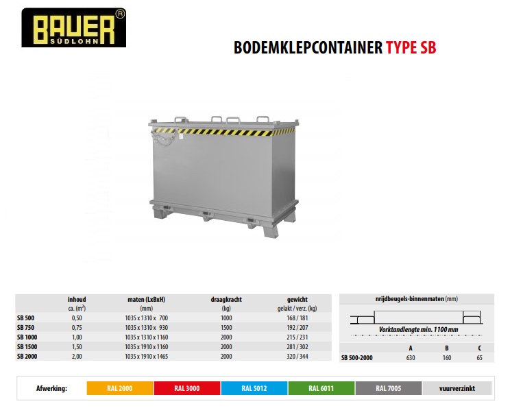 Bodemklepcontainer SB 2000 RAL 7005