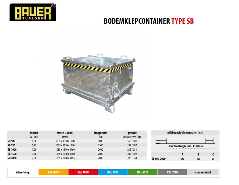 Bodemklepcontainer SB 500 verzinkt