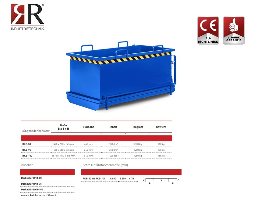 Bodemklepcontainer RBB-75 RAL 3000 | DKMTools - DKM Tools