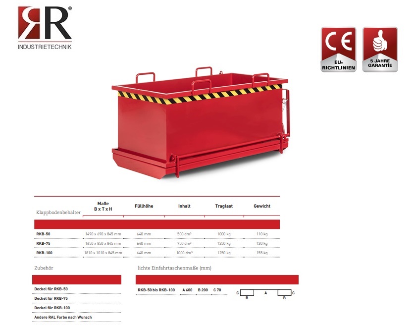 Bodemklepcontainer RBB-75 RAL 3000 | DKMTools - DKM Tools