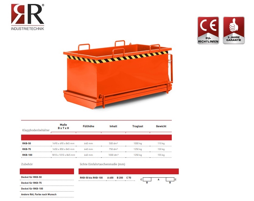 Bodemklepcontainer RBB-75 RAL 3000 | DKMTools - DKM Tools