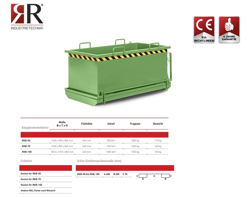 Bodemklepcontainer RKB-50 RAL 6011