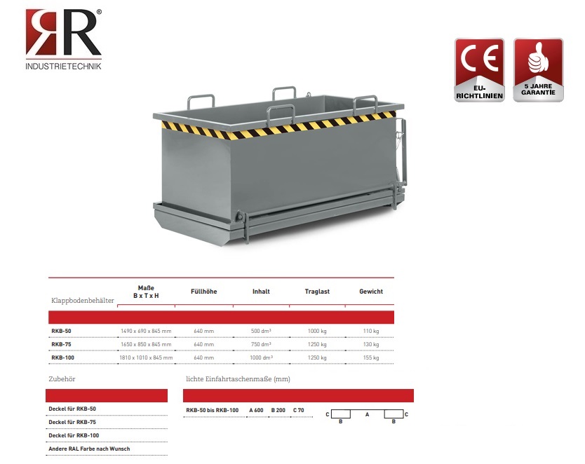 Bodemklepcontainer RKB-50 RAL 7005