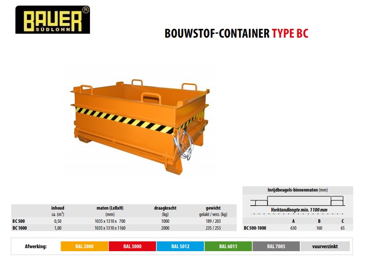 Bouwstof-container BBG 100 RAL 3000 | DKMTools - DKM Tools