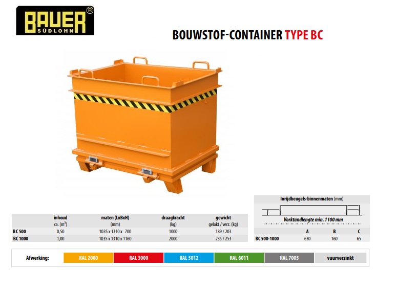Bouwstof-container BBK 100 RAL 5012 | DKMTools - DKM Tools