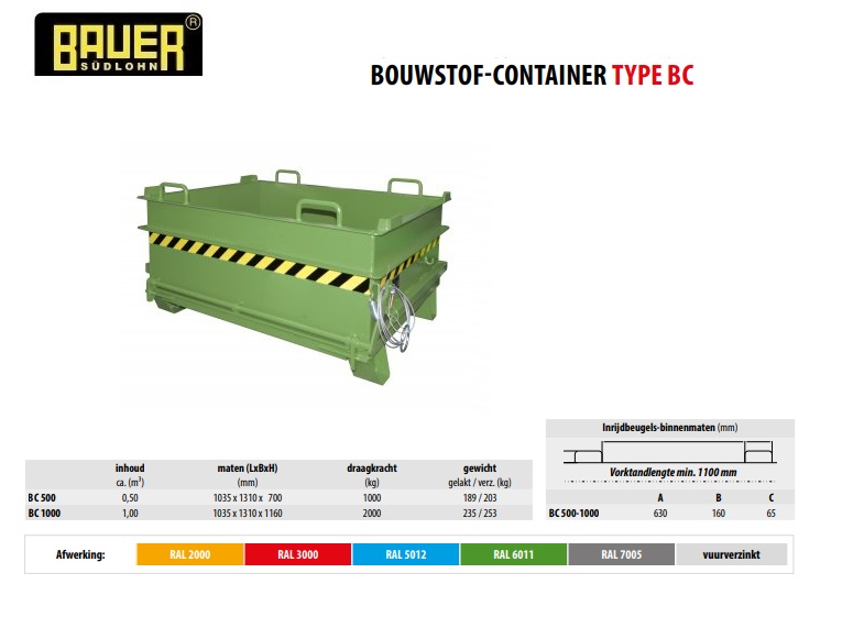 Bouwstof-container BC 500 RAL 6011