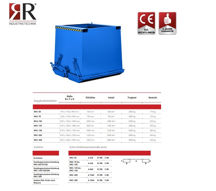Bodemklepcontainer RKC-50 RAL 5010