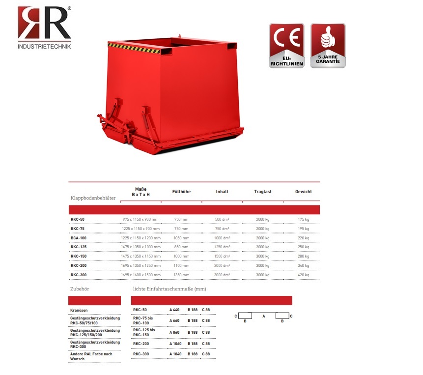 Bodemklepcontainer RKC-50 RAL 3000