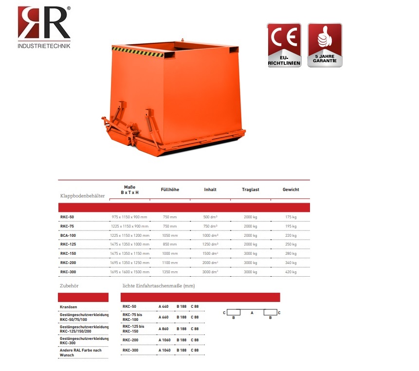 Bodemklepcontainer RKC-50 RAL 2004