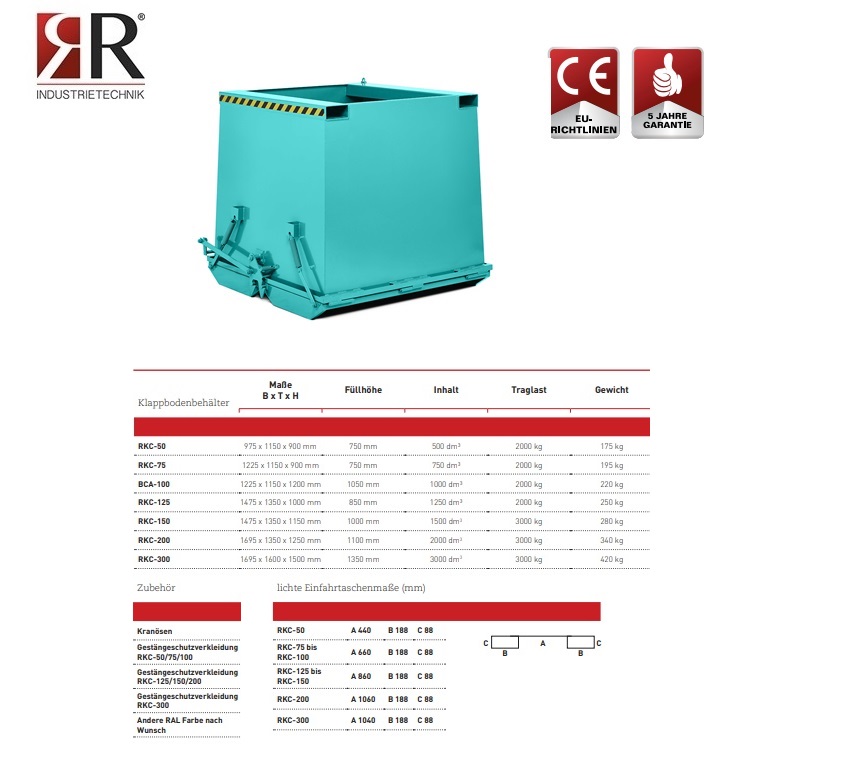 Bodemklepcontainer RKC-50 RAL 5018