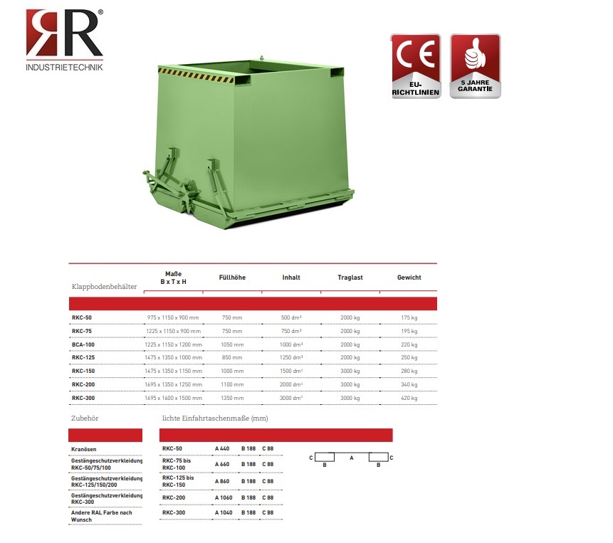 Bodemklepcontainer RKC-50 RAL 6011
