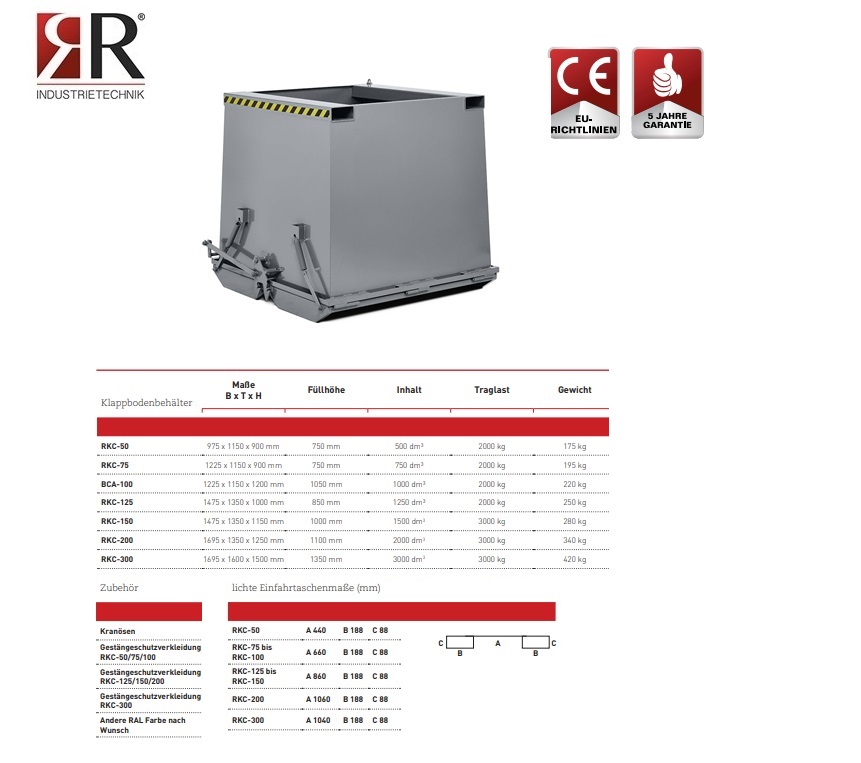 Bodemklepcontainer RKC-50 RAL 7005