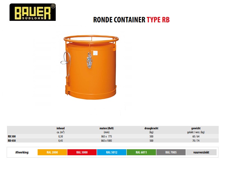 Ronde container RB 300 RAL 3000 | DKMTools - DKM Tools
