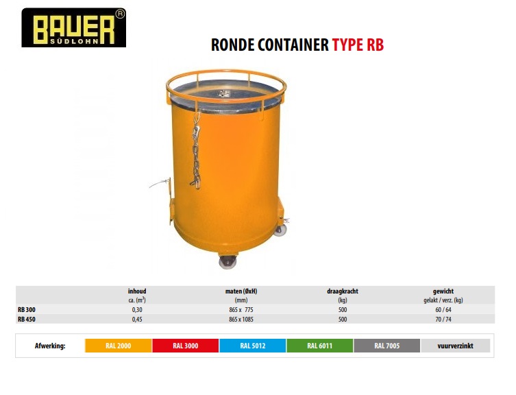 Ronde container RB 450 RAL 3000 | DKMTools - DKM Tools