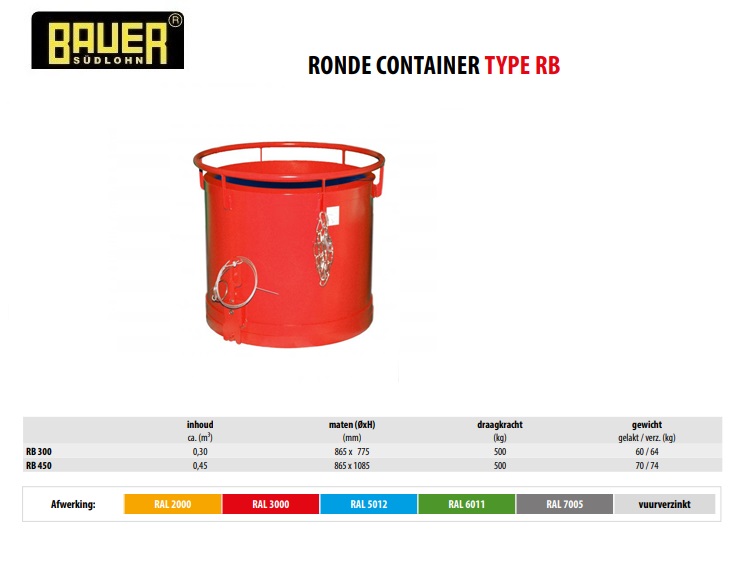 Ronde container RB 300 RAL 5012 | DKMTools - DKM Tools