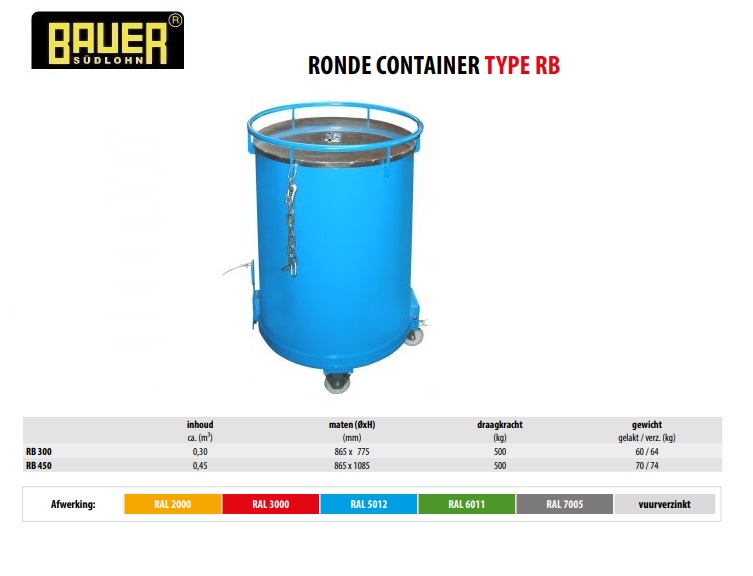 Ronde container RB 450 RAL 3000 | DKMTools - DKM Tools