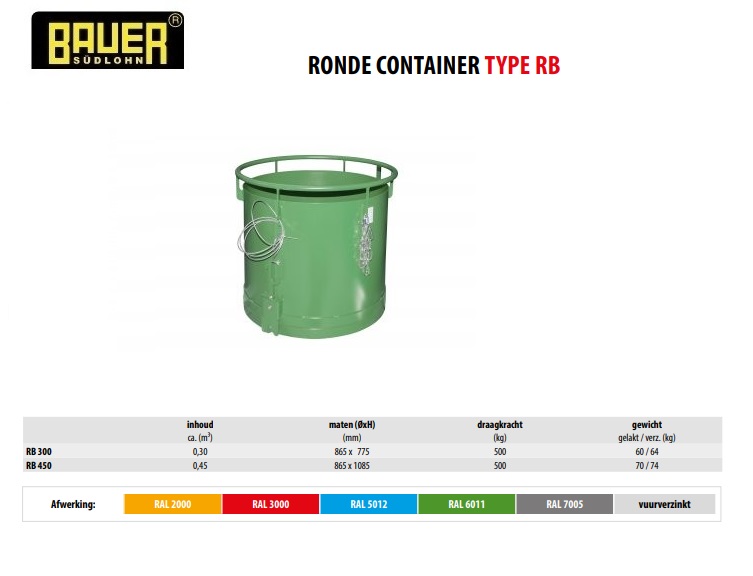 Ronde container RB 300 RAL 3000 | DKMTools - DKM Tools