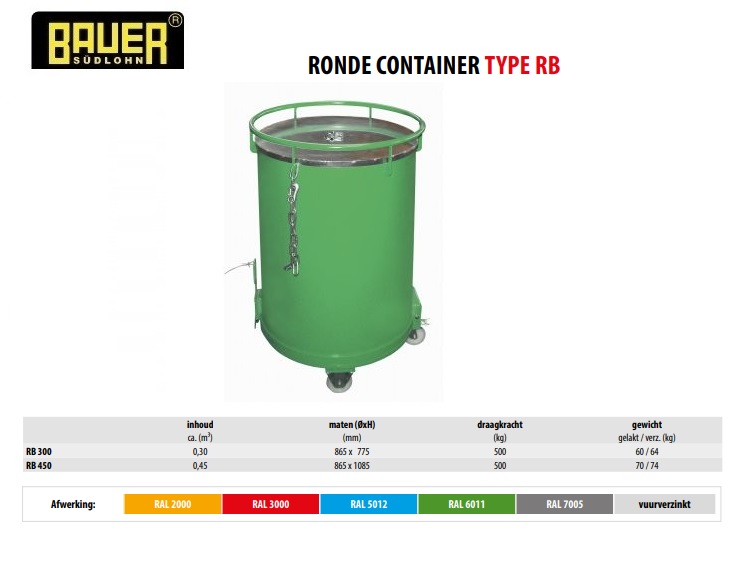 Ronde container RB 450 RAL 3000 | DKMTools - DKM Tools