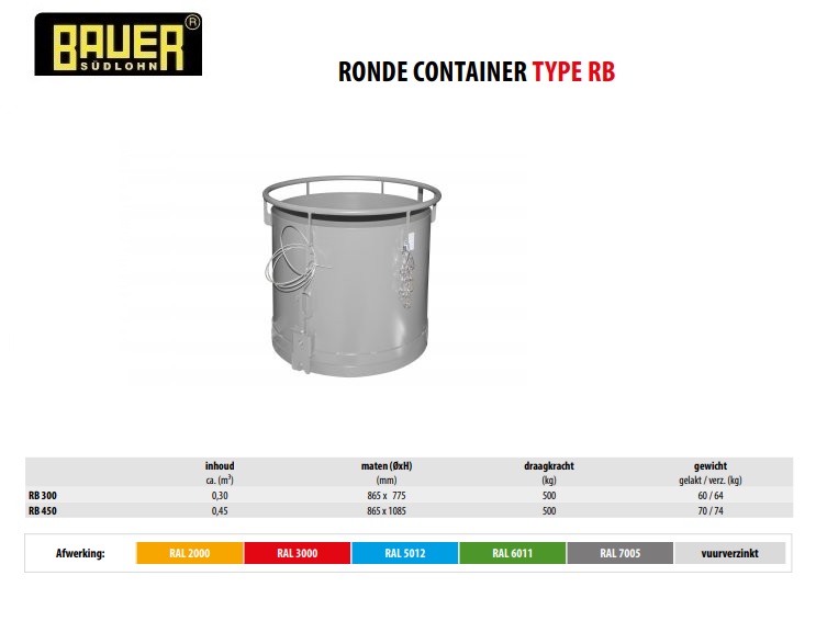 Ronde container RB 300 RAL 7005