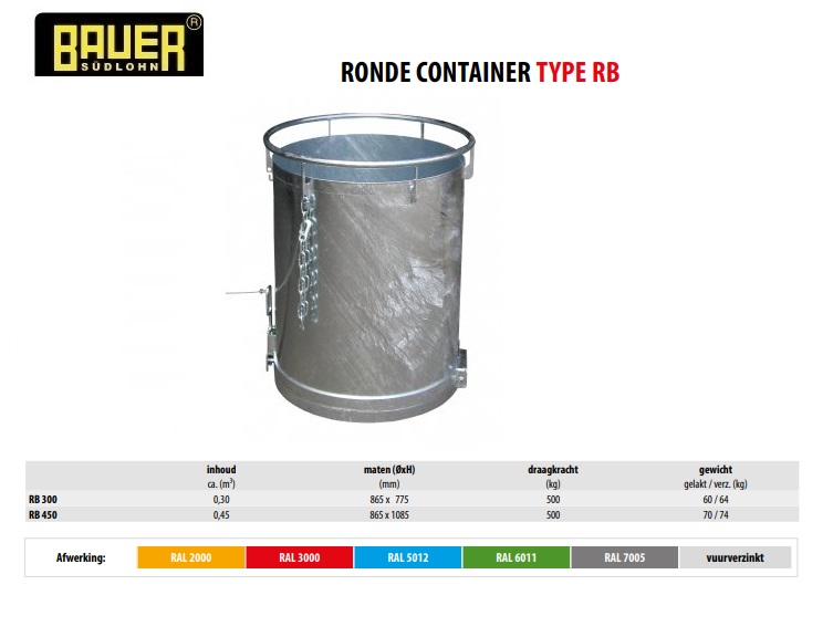 Ronde container RB 450 verzinkt