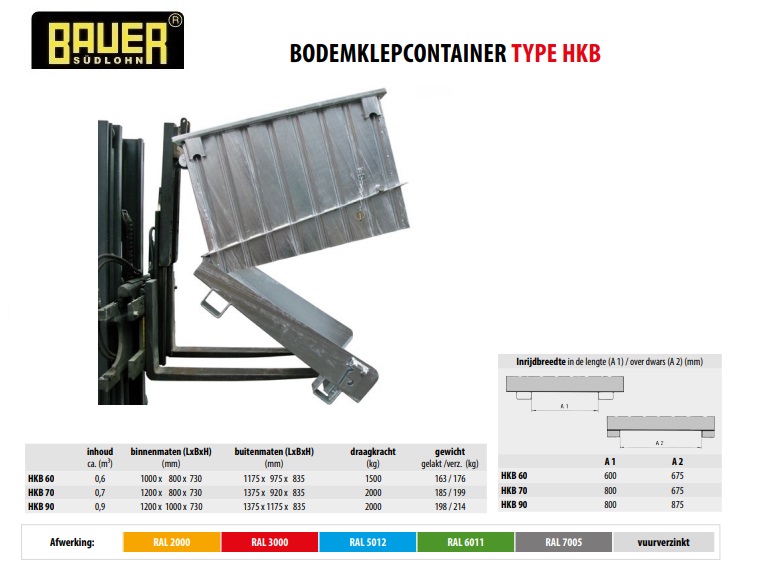 Bodemklepcontainer HKB 60 RAL 2000