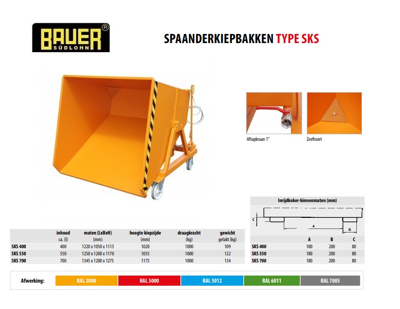 Spaanderkiepbak SKS 550 RAL 7005 | DKMTools - DKM Tools