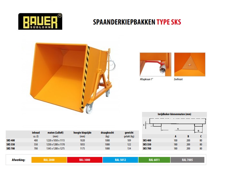 Spaanderkiepbak SKS 400 RAL 2000 | DKMTools - DKM Tools