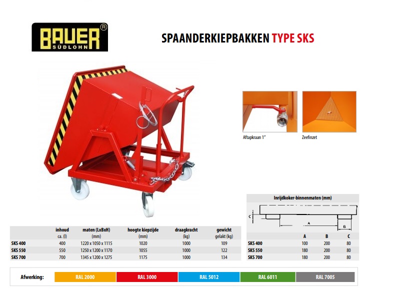 Spaanderkiepbak SKS 550 RAL 2000 | DKMTools - DKM Tools