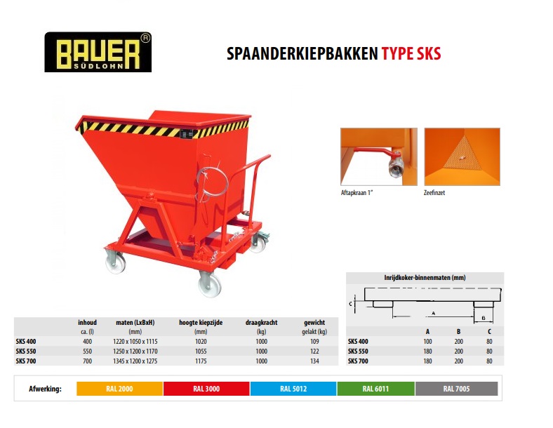 Spaanderkiepbak SKS 700 RAL 3000