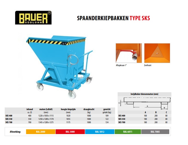 Spaanderkiepbak SKS 700 RAL 5012