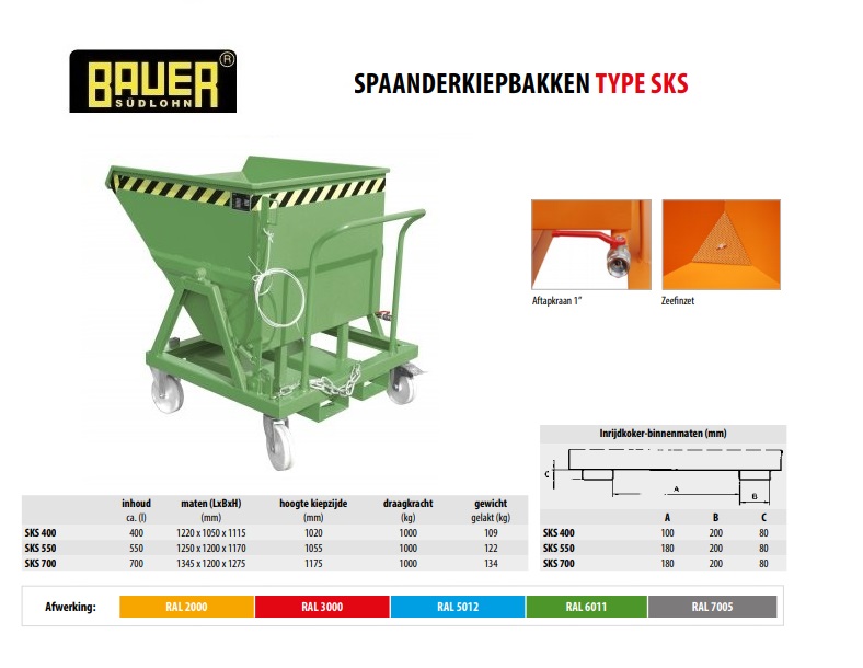 Spaanderkiepbak SKS 400 RAL 6011