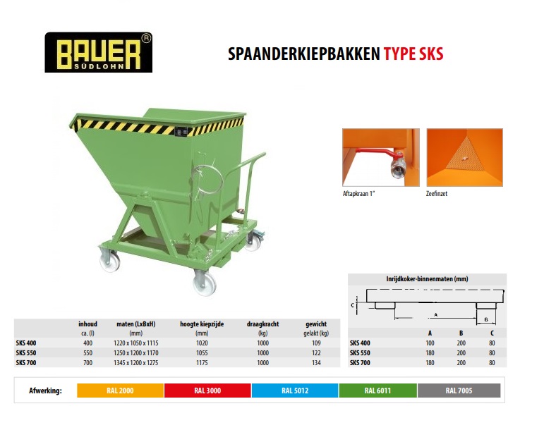 Spaanderkiepbak SKS 700 RAL 6011