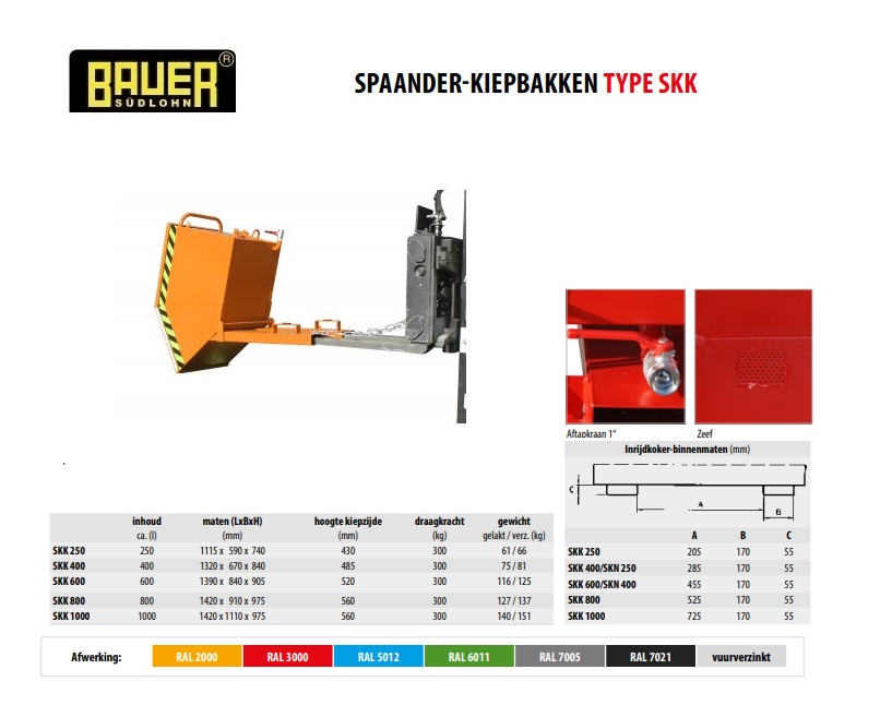 Spaanderkiepbak SKK 400 RAL 2000