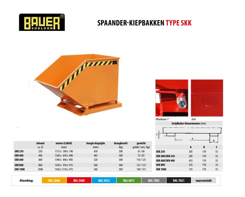 Spaanderkiepbak SKK 600 RAL 2000