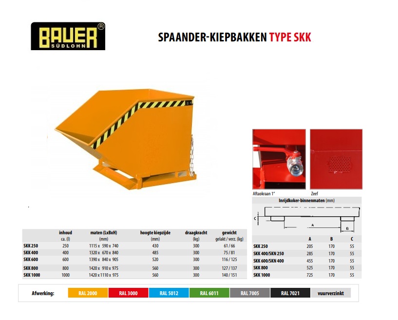 Spaanderkiepbak SKK 600 RAL 2000 | DKMTools - DKM Tools