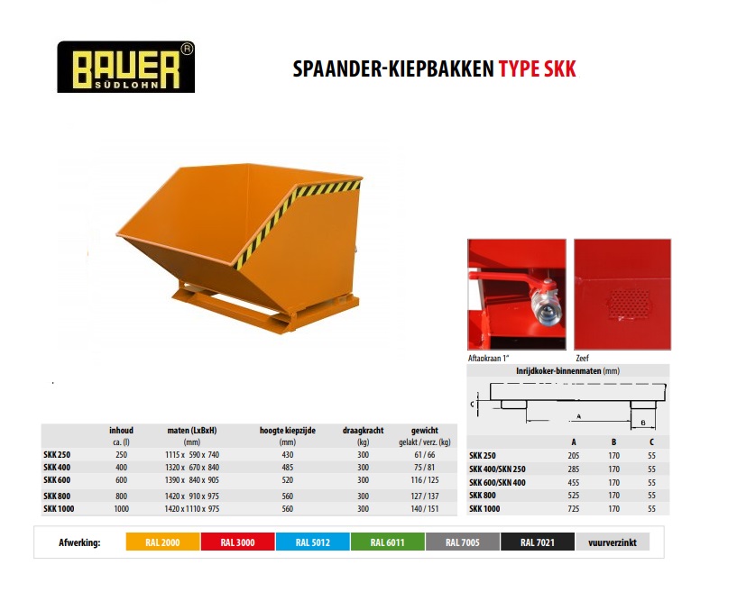 Spaanderkiepbak SKK 1000 RAL 2000