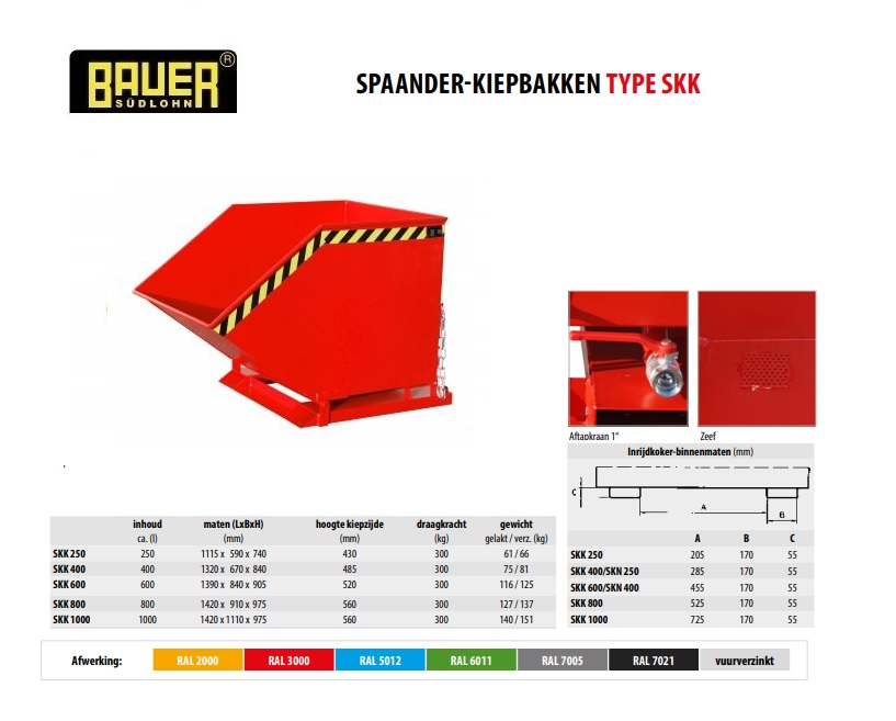 Spaanderkiepbak SKK 800 RAL 3000