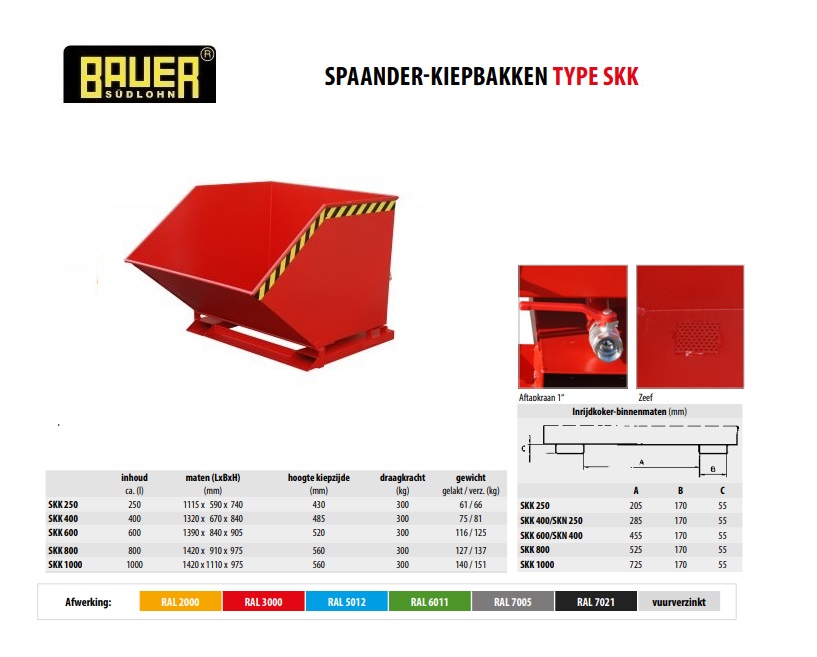 Spaanderkiepbak SKK 1000 RAL 3000