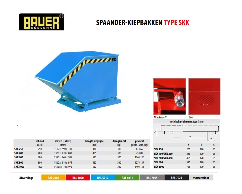 Spaanderkiepbak SKK 400 RAL 5012