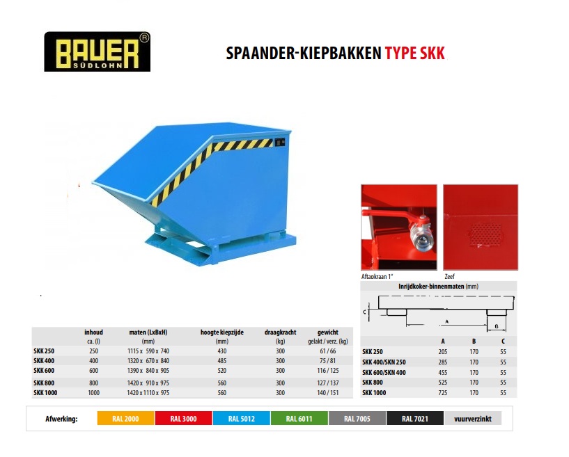 Spaanderkiepbak SKK 600 RAL 5012