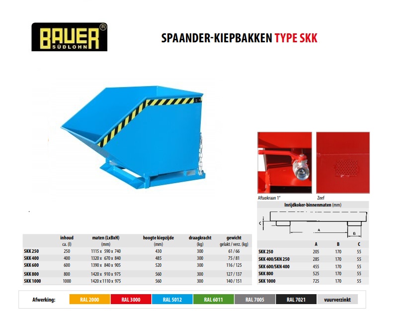 Spaanderkiepbak SKK 800 RAL 5012