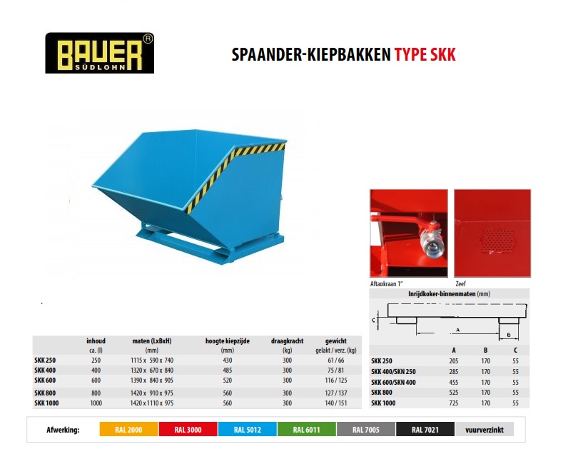 Spaanderkiepbak SKK 1000 RAL 5012