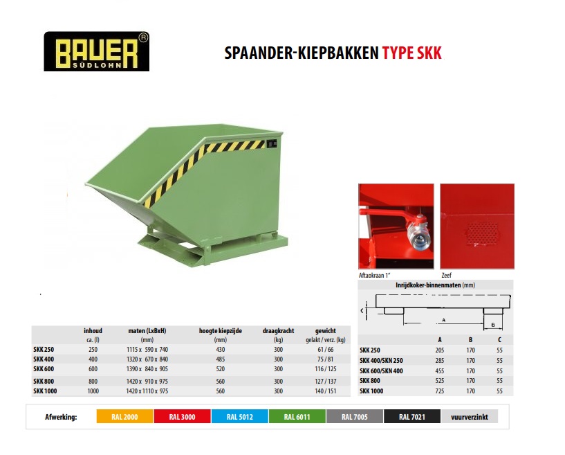 Spaanderkiepbak SKK 400 RAL 6011